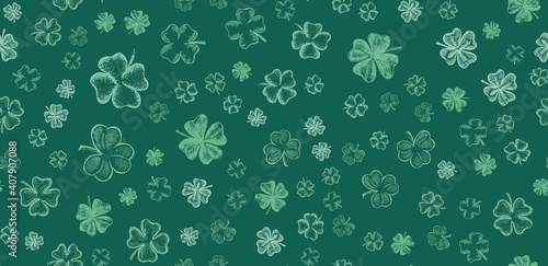 Wallpaper Mural Clover icons set. Patrick's day.  Hand drawn illustration, Vector.	 Torontodigital.ca