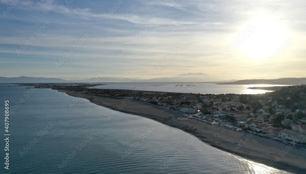 survol du littoral de l'Aude de Leucate-plage à port-Leucate