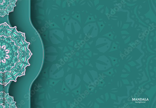 Vector vintage decor, ornate seamless borders and round mandala. Vignettes with arches, rosettes, floral elements. Eastern style design. Ethnic decoration. Indian, Pakistani, Turkish, Arabic motifs.