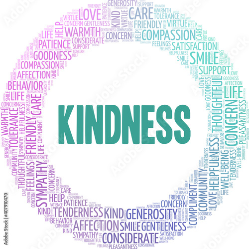Kindness vector illustration word cloud isolated on a white background.