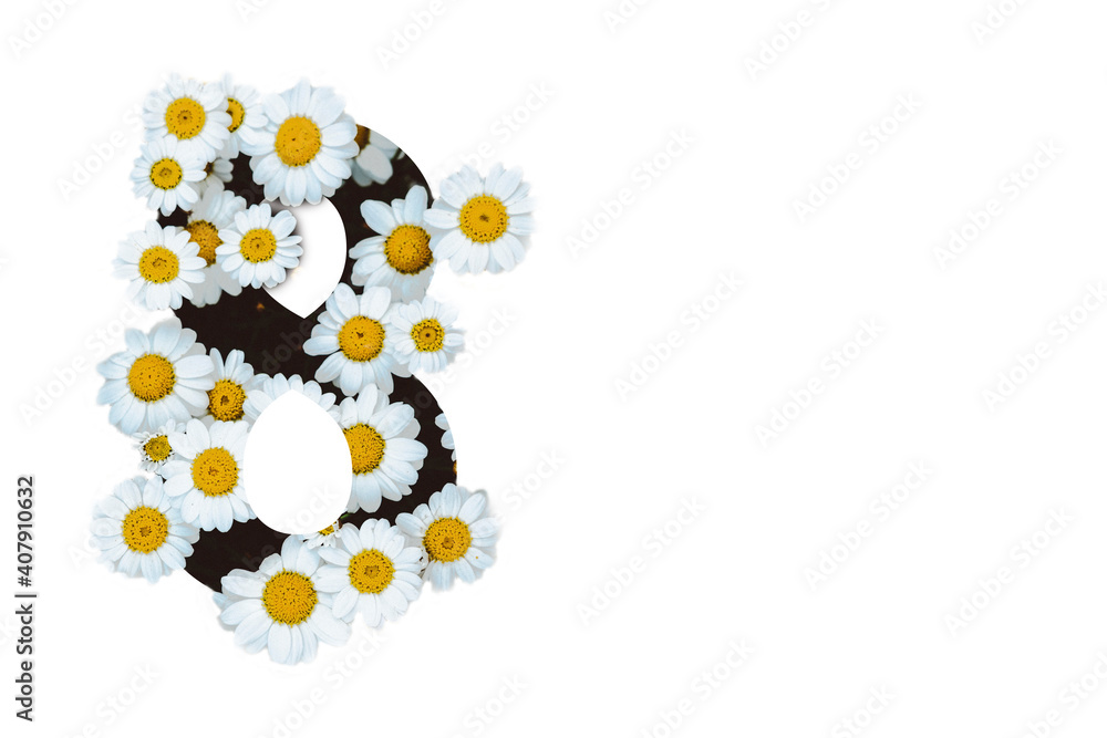 Greeting card from March 8. Banner for the International Women's Day. A flyer for March 8 with a flower decor. Greeting card from March 8. Banner for the International Women's Day. A flyer for March 8 with a flower decor.