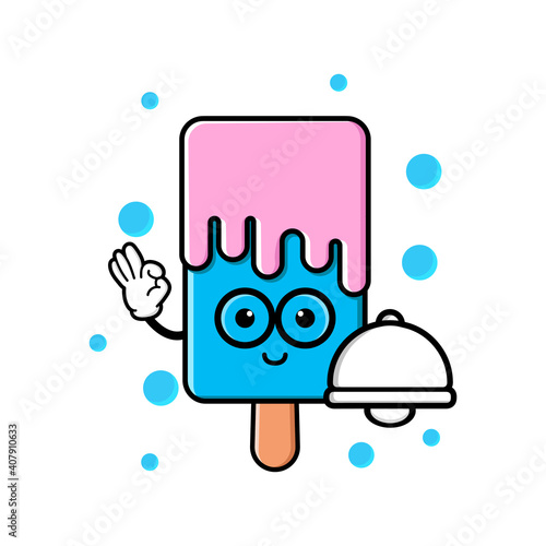 cute ice cream cartoon mascot character