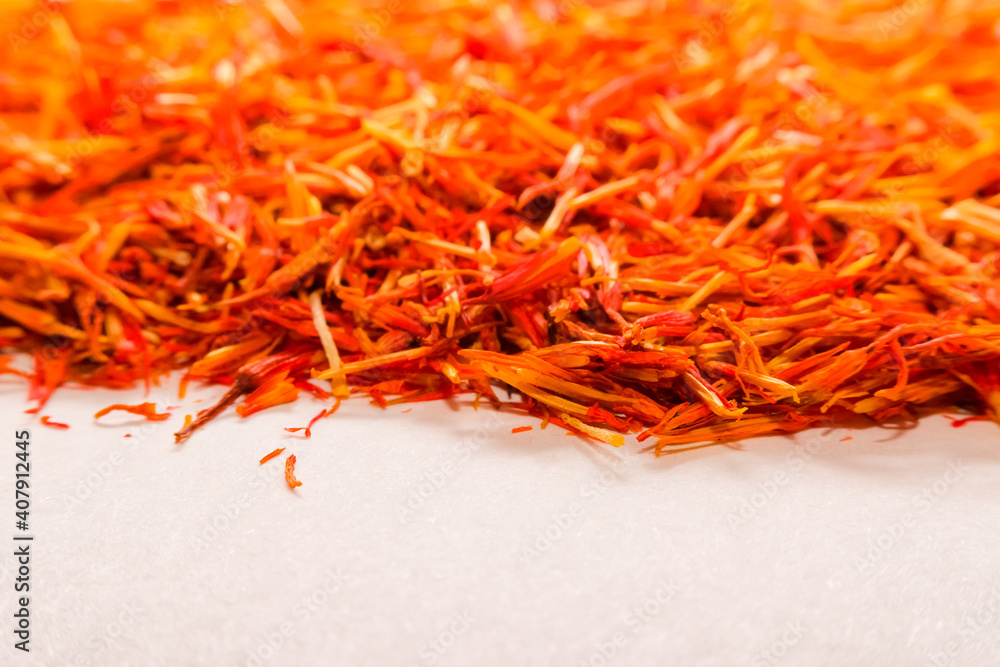 Fototapeta premium Macro of saffron spice with shallow focus
