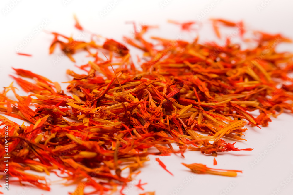 Fototapeta premium Macro shot of saffron spice with shallow focus