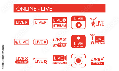 online live vector icon set
