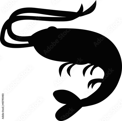 Vector illustration of the silhouette of a shrimp