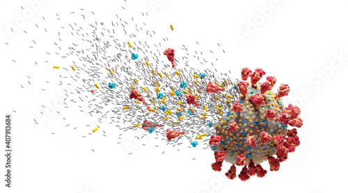 Foto Destroying Coronavirus Covid-19 virus cell. Vaccine for Covid19