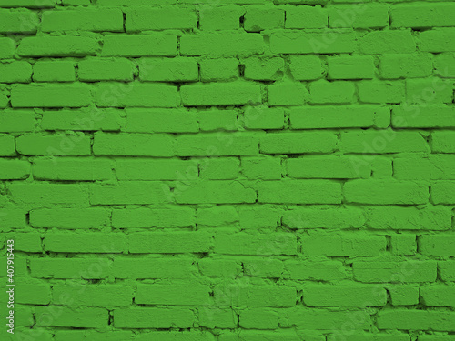 Green brick wall texture background.