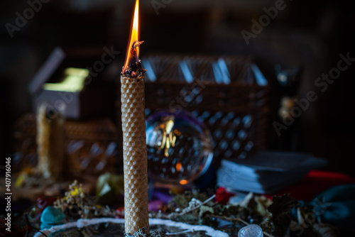 Candle magic, casting and cleansing aura with wax and candle, love spell, old European magic