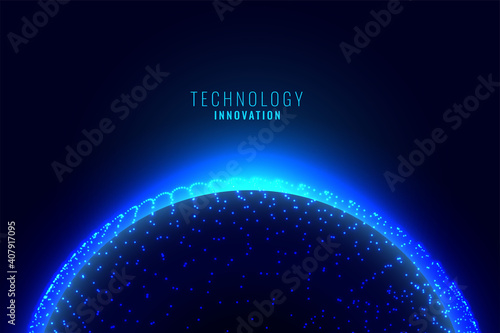 digital planet with particles connection background