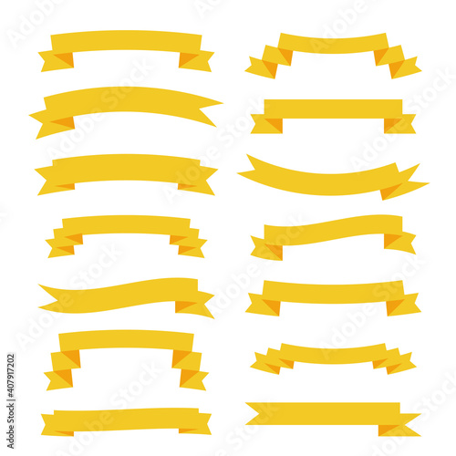 flat yellow ribbons big set banners