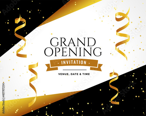 gran dopening design invitation card in golden colors