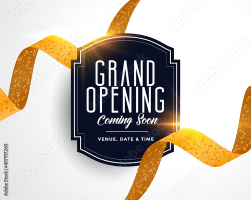 nice grand opening golden ribbon card template