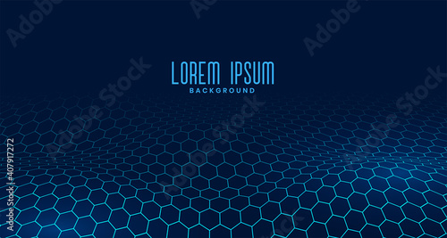 digital blue hexagonal pattern flowing in wavy form design