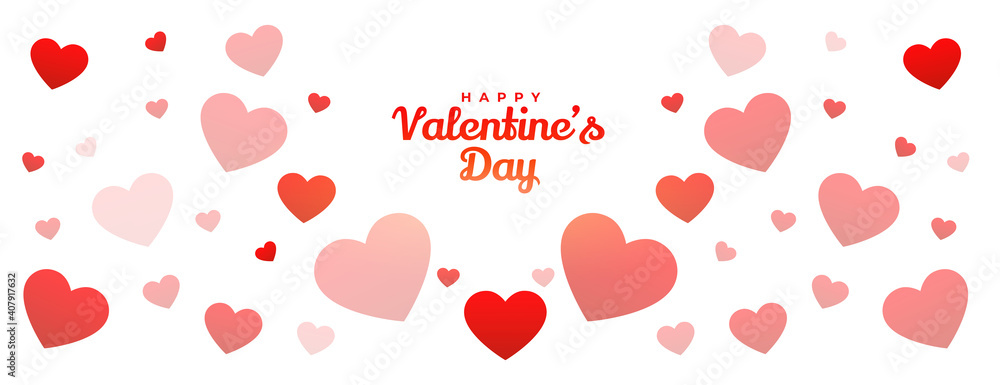 happy valentines day hearts pattern banner design