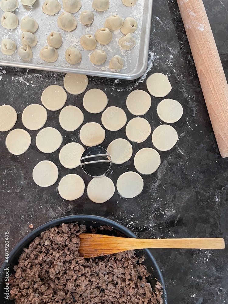 Making home made meat tortellini Making home made meat tortellini