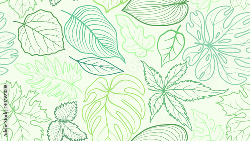 Floral pattern with leaves. Nature seamless spring leaf festive background. Flourish ornamental summer garden © Terriana