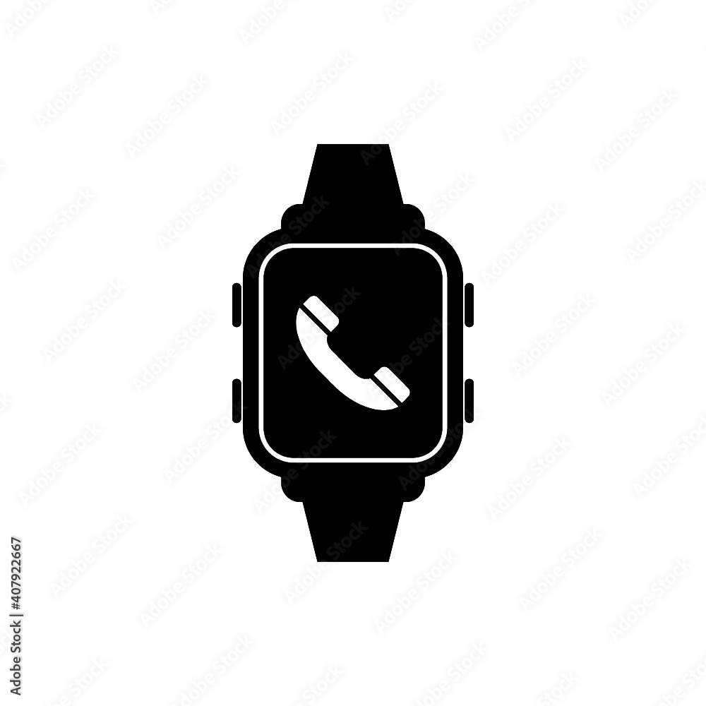 Receive calling on smartwatch icon isolated on white background Receive calling on smartwatch icon isolated on white background