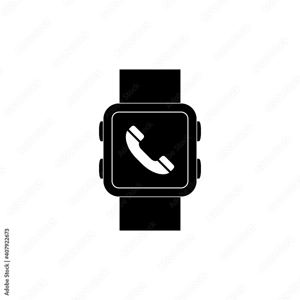 Receive calling on smartwatch icon isolated on white background Receive calling on smartwatch icon isolated on white background