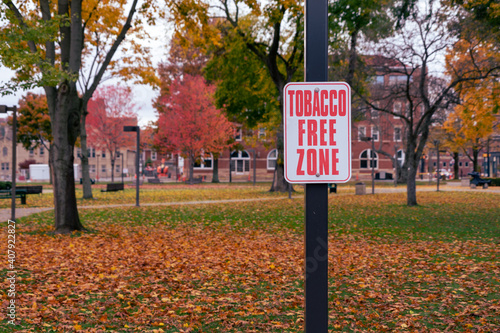 tobacco Free Zone / no smoking sign