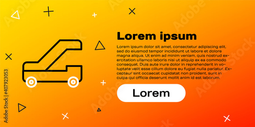 Line Passenger ladder for plane boarding icon isolated on yellow background. Airport stair travel. Colorful outline concept. Vector Illustration.