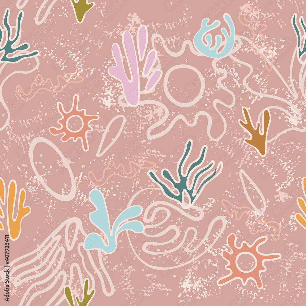 pattern with different abstract shapes in warm summer shades pattern with different abstract shapes in warm summer shades