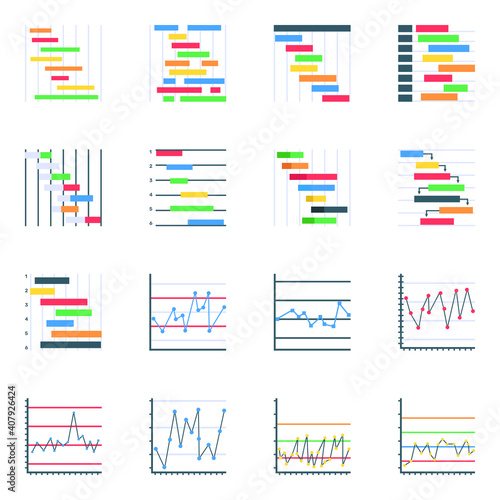 

Pack of Gantt Charts Flat Icons
