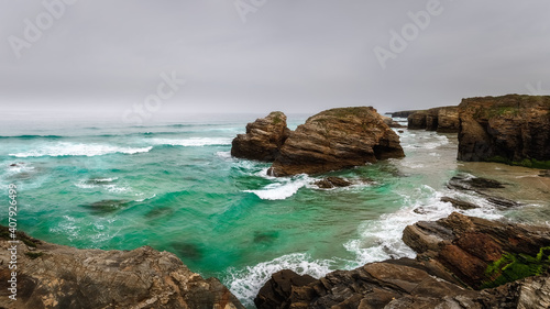 Panorámica de los acantilados de Ribadeo. Playa de las catedrales.