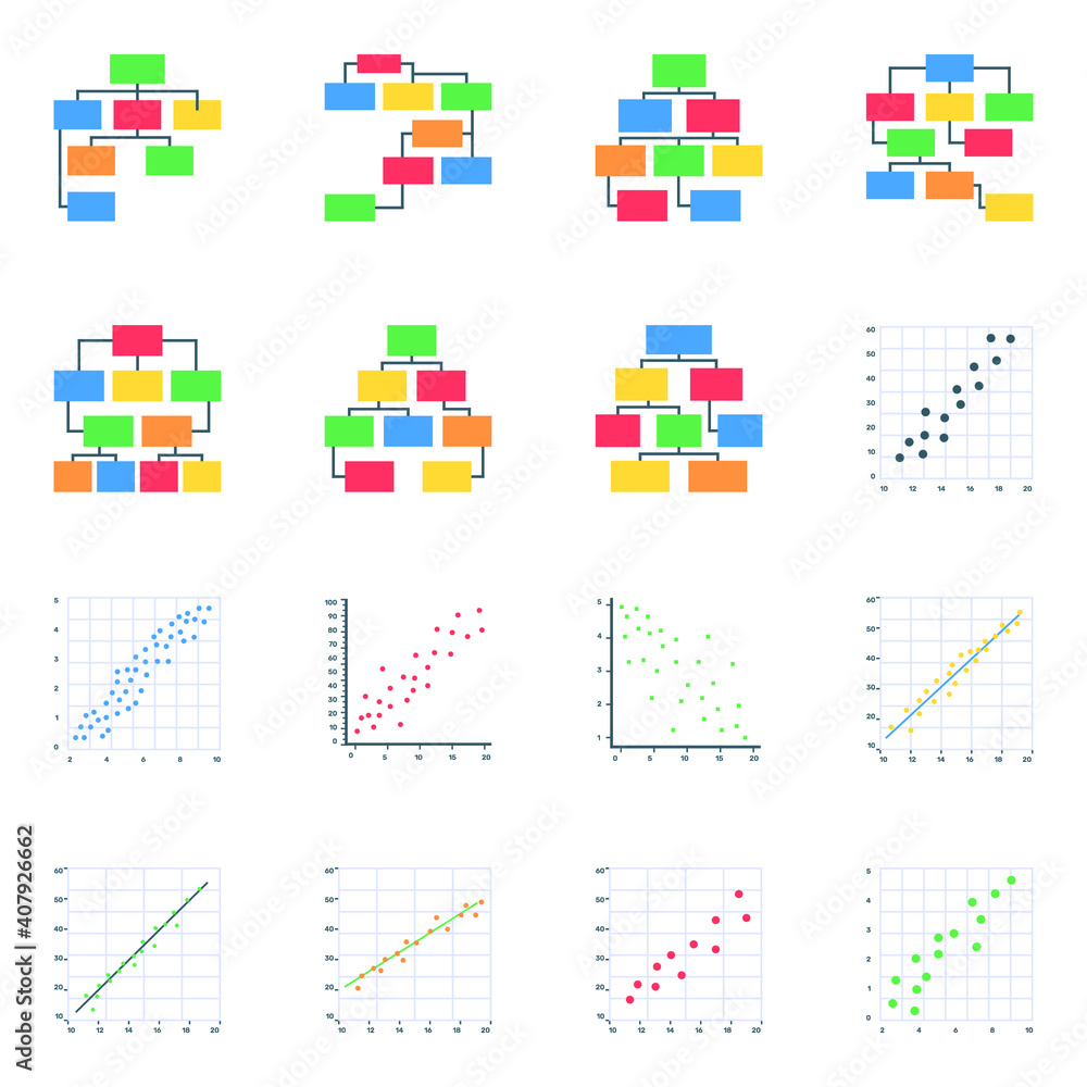 
Pack of Hierarchy Charts Flat Icons
