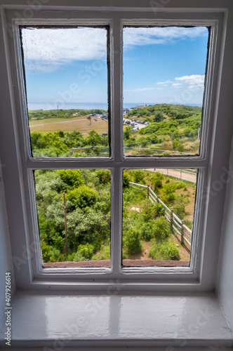 Aquinnah  Massachusetts  USA -5th of July 2016. Gay Head Light Historic lighthouse on Martha s Vineyard sits on a hilltop. First in the U.S. to receive a first order Fresnel lens in 1856. Interior. 