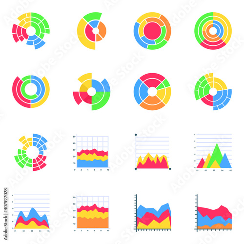 
Pack of Sunburst Infographics Flat Icons
