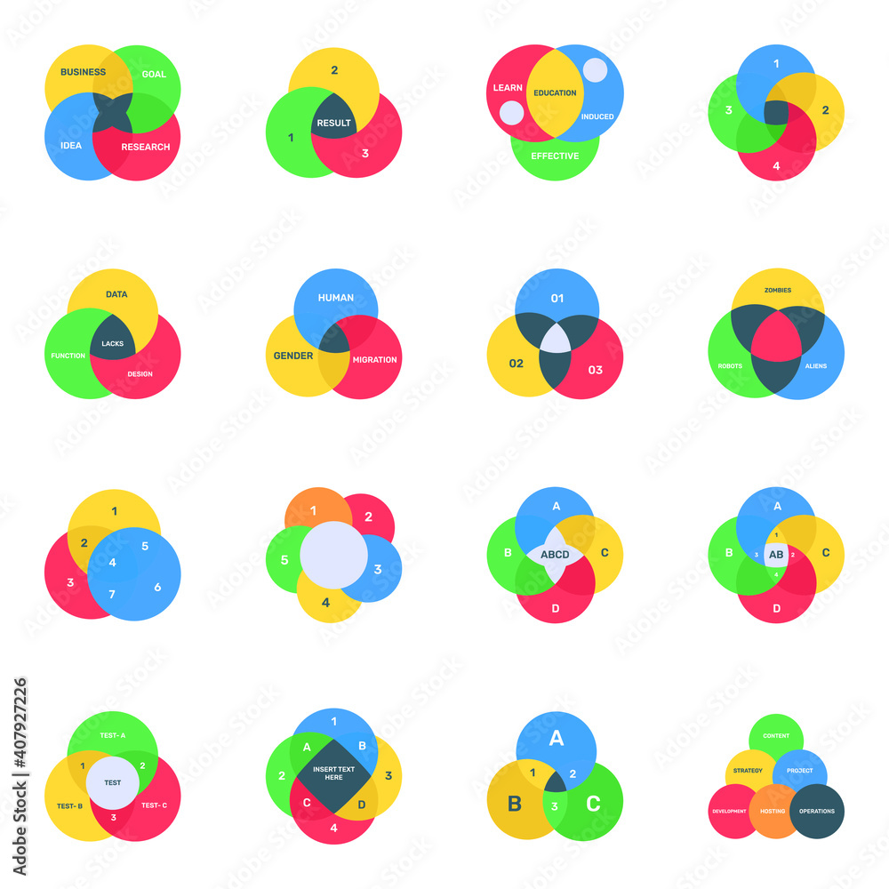 
Set of Pie Charts Flat Icons

