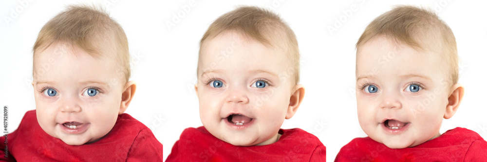 Small child with big eyes and a beautiful smile on a white background. Collage. Small child with big eyes and a beautiful smile on a white background. Collage.