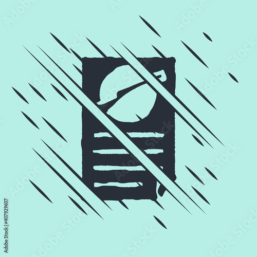 Black Firearms license certificate icon isolated on green background. Weapon permit. Glitch style. Vector.
