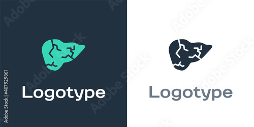 Logotype Hepatitis virus on the human liver icon isolated on white background. World Hepatitis Day. Logo design template element. Vector.
