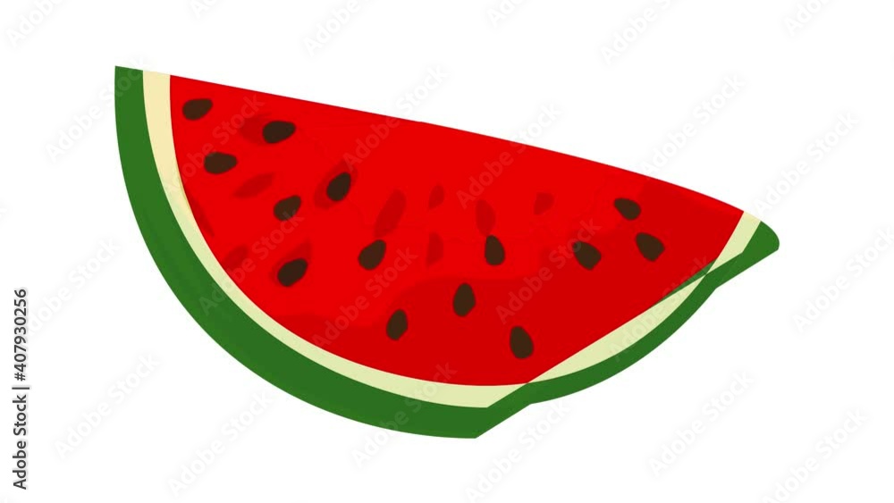 Red slice watermelon icon animation best object on white background Red slice watermelon icon animation best object on white background