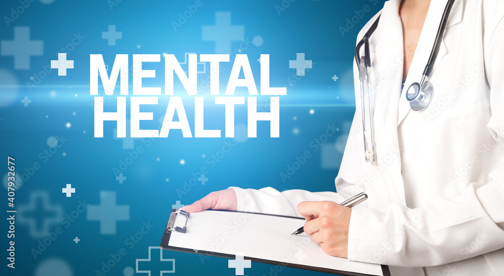doctor writes notes on the clipboard with MENTAL HEALTH inscription, first aid concept doctor writes notes on the clipboard with MENTAL HEALTH inscription, first aid concept