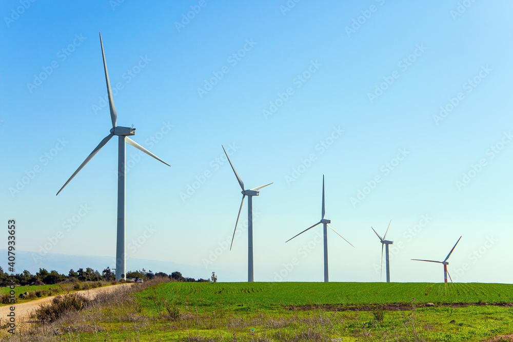 The several scenic wind turbines The several scenic wind turbines