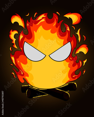Ilustracion de fuego con leña