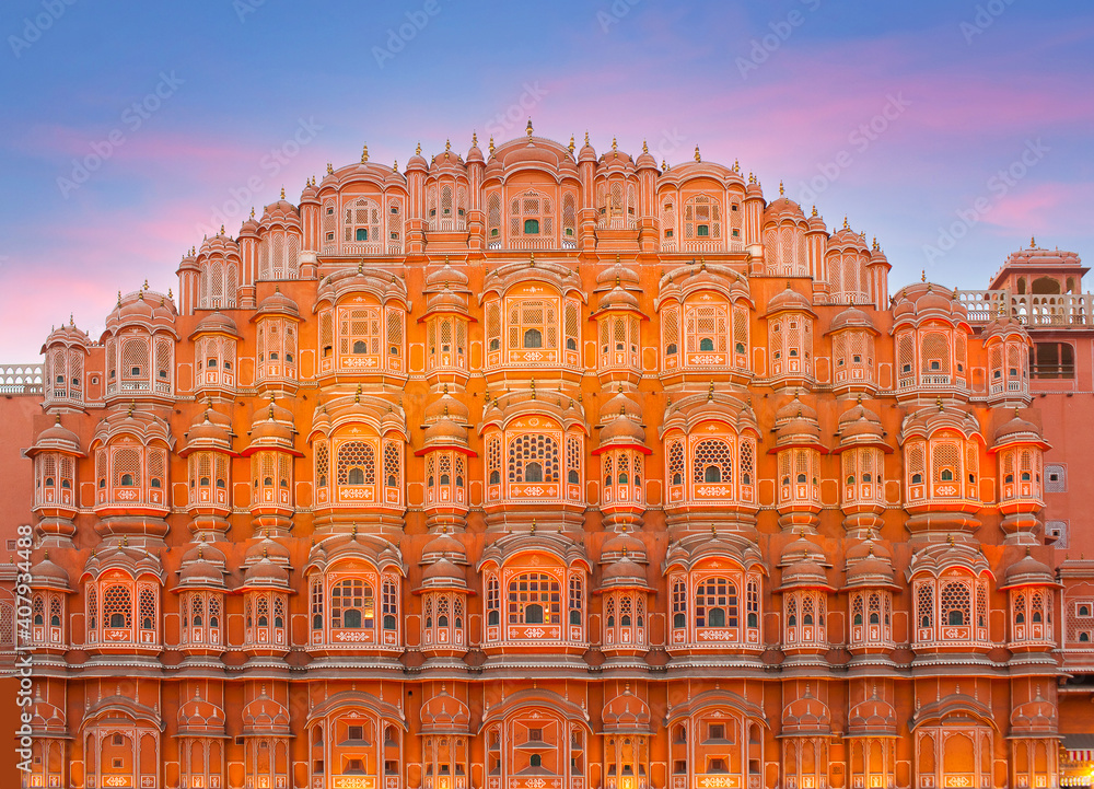 Famous ancient Hawa Mahal, Palace of Winds in Jaipur, Rajasthan state, India