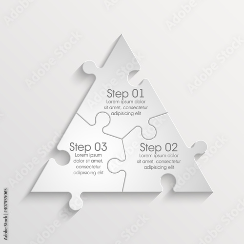 White pyramid puzzle presentation infographic template with explanatory text field for business statistics vector illustration