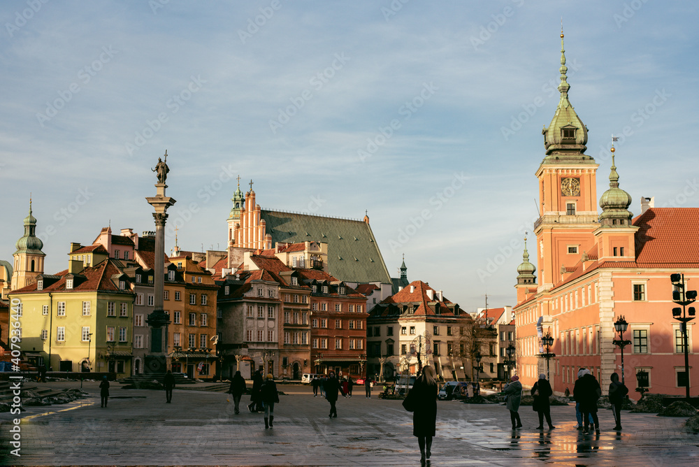 Obraz premium old street in old town of warsaw, city center