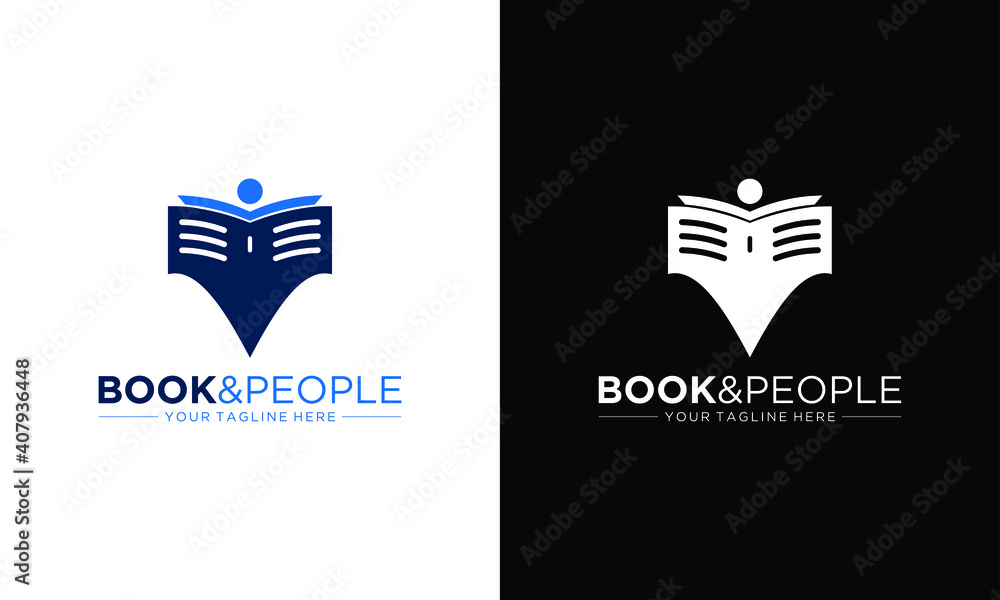 community book and people education succes logo design vector template on a black and white background. community book and people education succes logo design vector template on a black and white background.