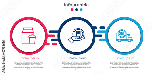 Set line Online ordering and delivery, and Fast by car. Business infographic template. Vector.