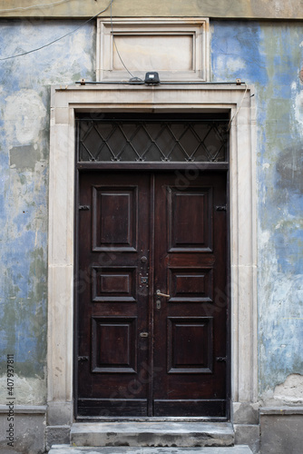 old wooden door in a wall