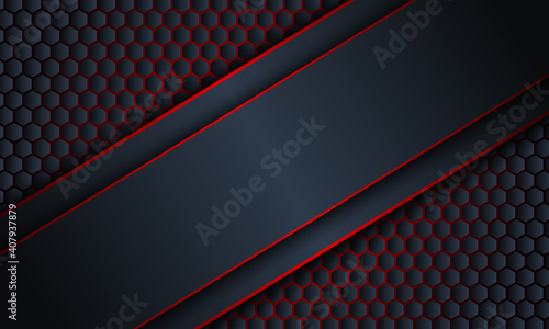 Abstract diagonal dark navy stripe with red lines background.