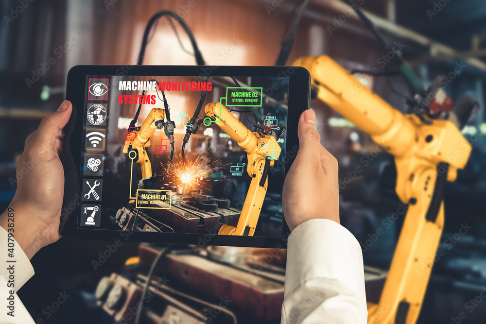 Engineer controls robotic arms by augmented reality industry technology ...