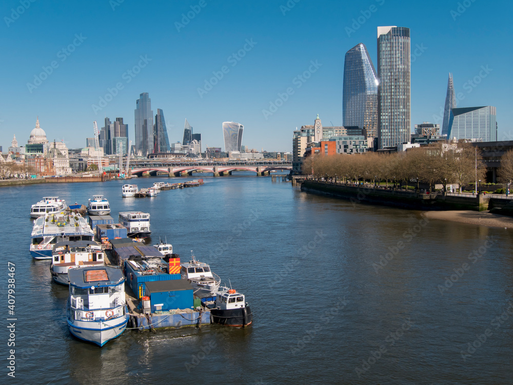 UK, England, London, City skyline from Waterloo