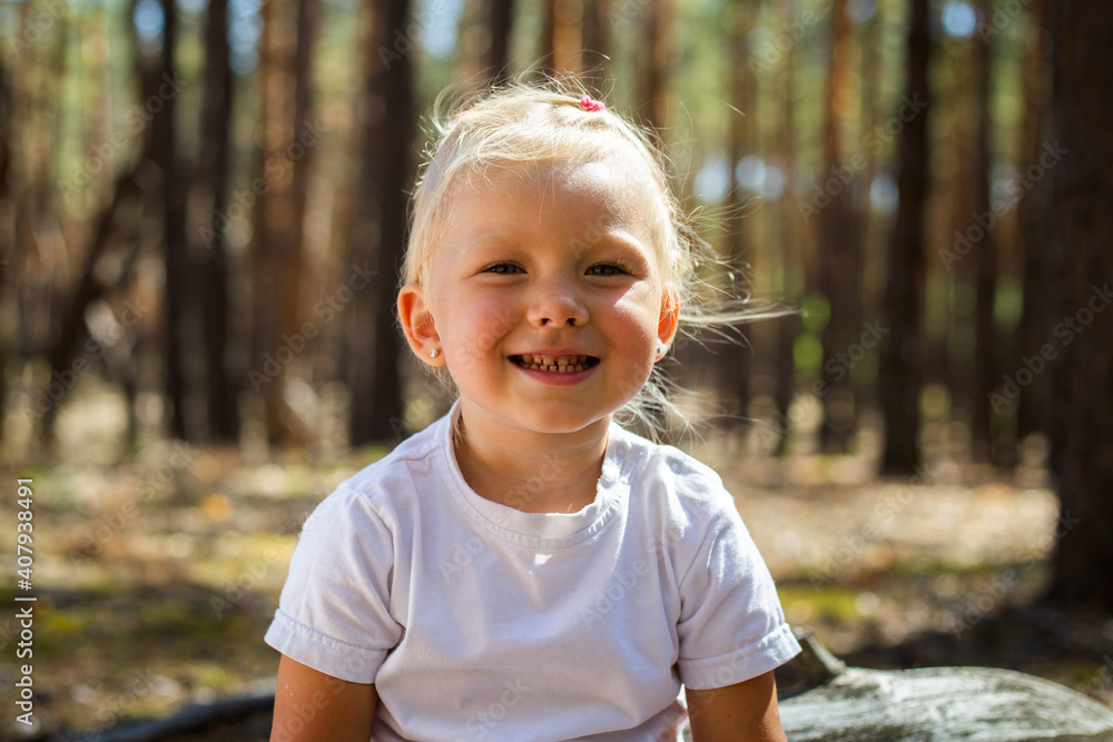 Little girl in the woods. Walk with parents. Walking with parents Little girl in the woods. Walk with parents. Walking with parents