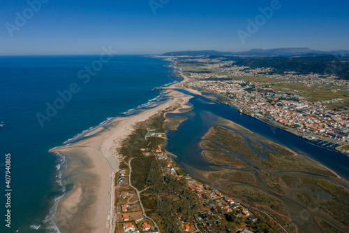 Canvas Print Aerial shot of the Ofir Beach in  Fao, Portugal